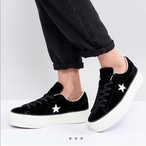 Converse Black Velvet One Star Platforms